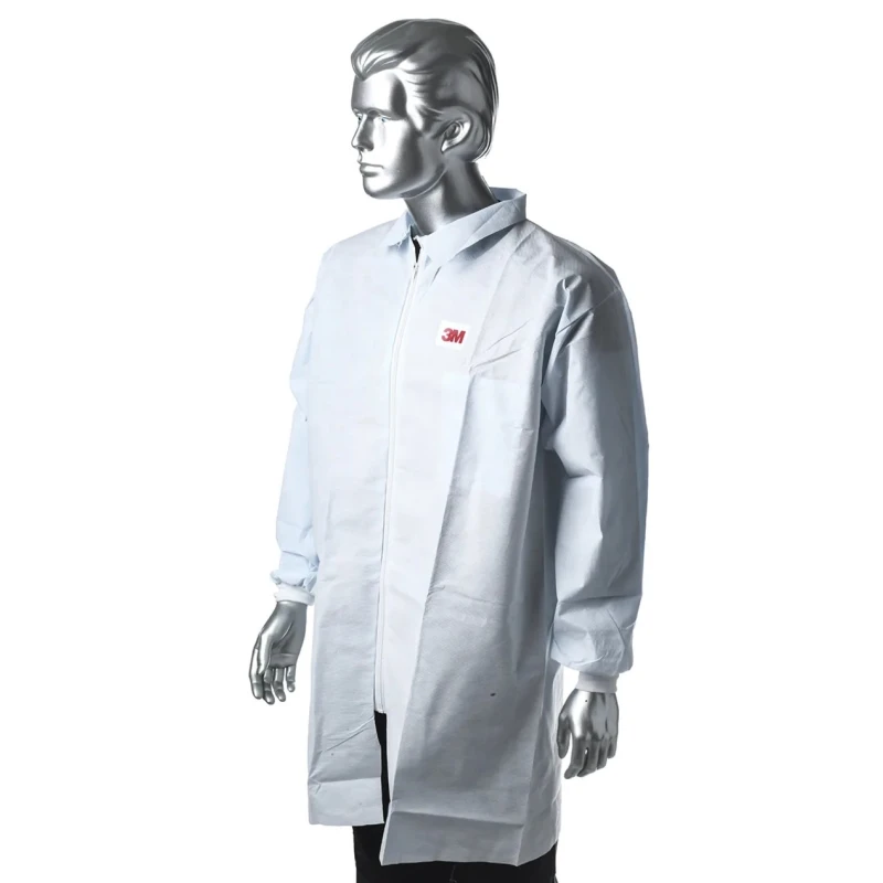 3M White Unisex Disposable Visitor Coat XL Polypropylene Zipper Closure 4400WXL