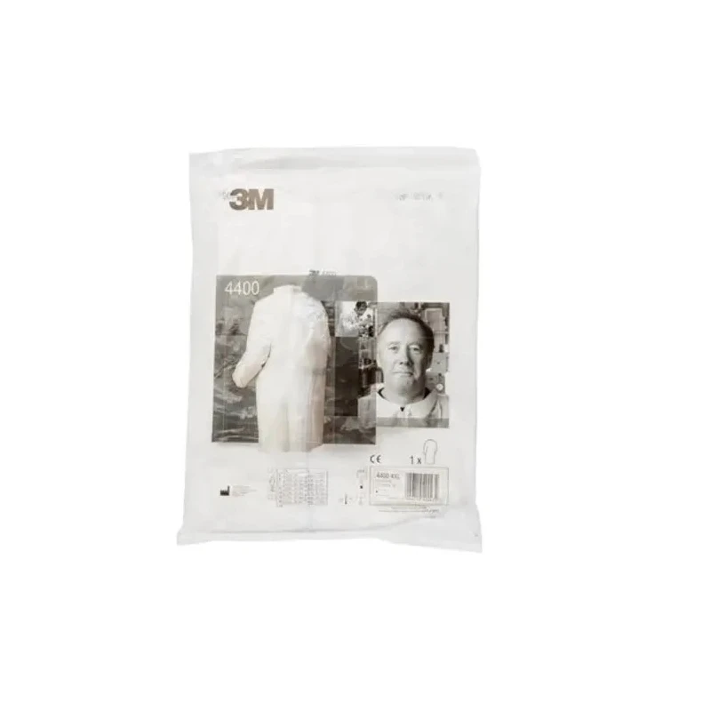 3M White Polypropylene Unisex Visitor Coat, Size 2XL with Zipper Closure 4400W2XL