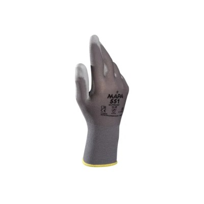 Mapa ULTRANE 551 Grey Polyurethane Work Gloves Size 9, Chemical Resistant, CE Certified 551