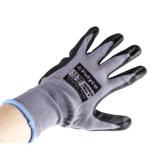Polyco Healthline Nitrile Foam Coated Work Gloves, Size 9, Black Blue Brown Pink Red White Yellow, 6 Gloves Set 8009