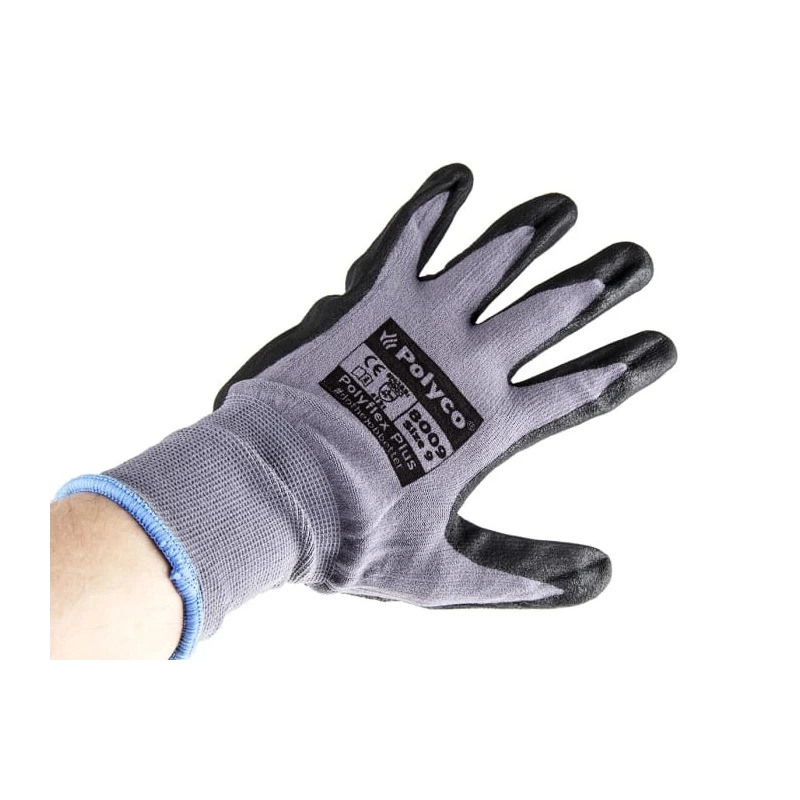 Polyco Healthline Nitrile Foam Coated Work Gloves, Size 9, Black Blue Brown Pink Red White Yellow, 6 Gloves Set 8009