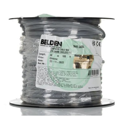 Belden 9842 Series Data Cable 2 Pairs 4 Cores 0.25 mm² 30 m Silver Sheath Polyvinyl Chloride 9842.0030