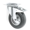 Tente Braked Swivel Castor, 125 mm Wheel Diameter, 100 kg Load Capacity, Solid Rubber Wheel, Pressed Steel 3377DVR125P62
