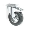 Tente Braked Swivel Castor, 135 kg Load Capacity, 160 mm Solid Rubber Wheel, Pressed Steel Frame, Model 3377DVR160P63