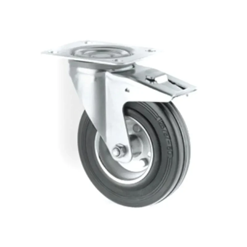 Tente Braked Swivel Castor, 135 kg Load Capacity, 160 mm Solid Rubber Wheel, Pressed Steel Frame, Model 3377DVR160P63