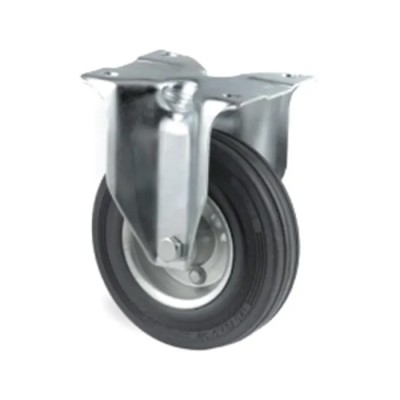 Tente Fixed Castor with 100 kg Load Capacity, 160 mm Diameter, Solid Rubber Wheel, Pressed Steel Frame, Model 3478DVR160P63