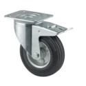 Tente Fixed Castor with 100 kg Load Capacity, 160 mm Diameter, Solid Rubber Wheel, Pressed Steel Frame, Model 3478DVR160P63