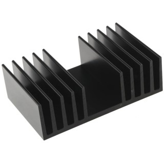 RS PRO Aluminium Universal Rectangular Heatsink Black Anodised 1.2K/W 37 mm Height 75 mm Length 120 mm Width 271-858
