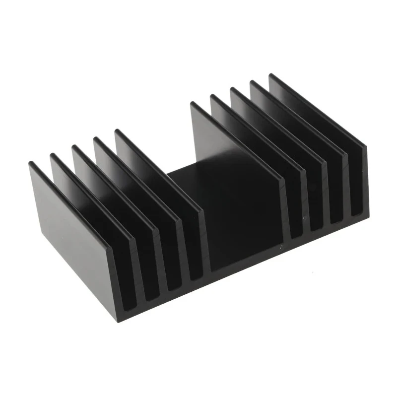 RS PRO Aluminium Universal Rectangular Heatsink Black Anodised 1.2K/W 37 mm Height 75 mm Length 120 mm Width 271-858