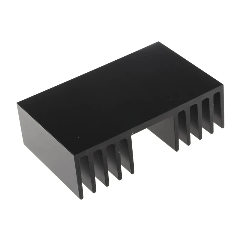 RS PRO Aluminium Universal Rectangular Heatsink Black Anodised 1.2K/W 37 mm Height 75 mm Length 120 mm Width 271-858