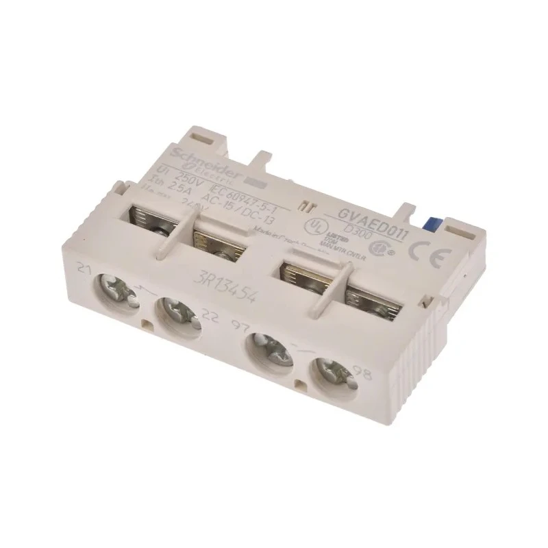 Schneider Electric Auxiliary Contact Block 2 Contact 1 NO/1 NC TeSyS GV DIN Rail 65 A 400V GVAED011