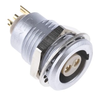 LEMO Circular Connector 2 Contacts Panel Mount 14 mm Socket Female IP50 Brass 15A Voltage 2120V ENG.1B.302.CLL