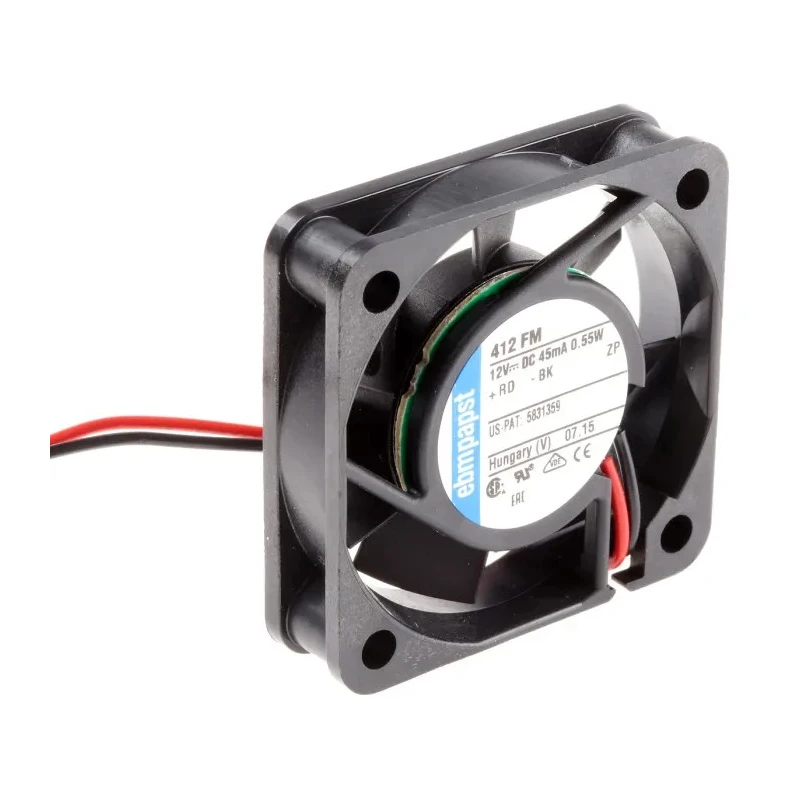 ebm-papst 400 F Series Square Frame Axial Fan, 12V DC, 6 m³/h Air Flow, 500 mW Power Consumption, 4300 RPM 412FM