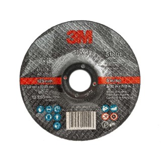 3M Silver Aluminium Oxide Abrasive Disc, 125 mm Diameter, 2.5 mm Thickness, P60 Grit 25 Per Pack 51801
