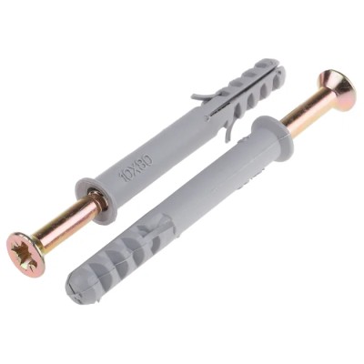 RS PRO Nylon Frame Fixing, 10 mm Drill Diameter, 80 mm Length, Maximum Fixing Thickness 35 mm 275-793