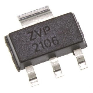 DiodesZetex P-Channel MOSFET Type Enhancement, 450 mA, 60 V, 4-Pin SOT-223 ZVP2106GTA