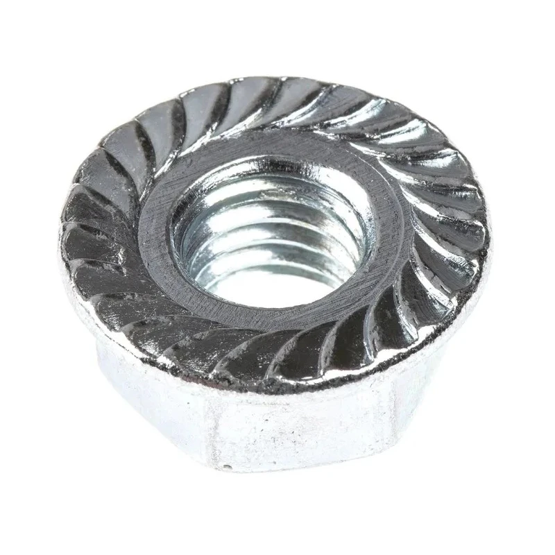 RS PRO Bright Zinc Steel Flanged Hex Nut M8, 17.9 mm Flange Diameter, 13 mm Hex Size, DIN 6923 275-557