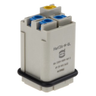 HARTING Heavy Duty Power Connector Insert Han A Series Male, 10A, 3 Contacts 09200032633