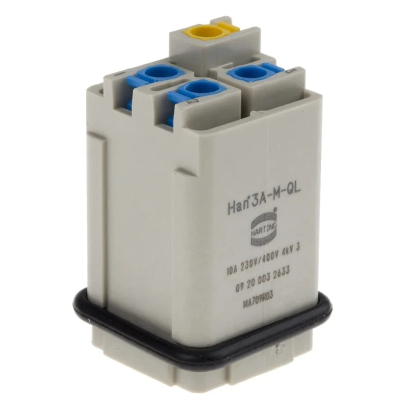 HARTING Heavy Duty Power Connector Insert Han A Series Male, 10A, 3 Contacts 09200032633