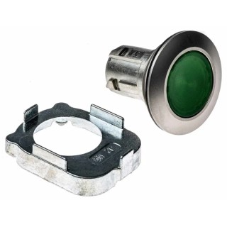 Siemens Green Pilot Light, 30 mm Cutout, Flush Mount, Metal Bezel, IP67, IP66, IP69K Rated 3SU1061-0JD40-0AA0