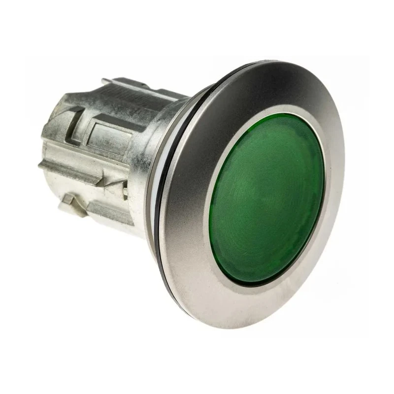 Siemens Green Pilot Light, 30 mm Cutout, Flush Mount, Metal Bezel, IP67, IP66, IP69K Rated 3SU1061-0JD40-0AA0