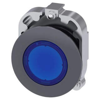 Siemens Blue Pilot Light with 30 mm Cutout, Flush Mount, Metal Bezel SIRIUS ACT 3SU1061-0JD50-0AA0