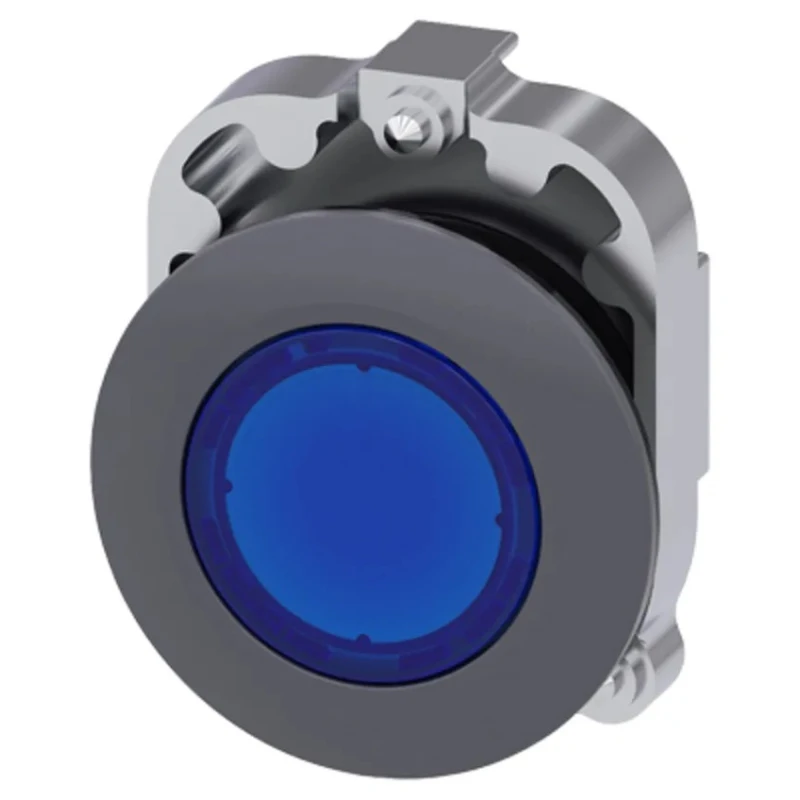 Siemens Blue Pilot Light with 30 mm Cutout, Flush Mount, Metal Bezel SIRIUS ACT 3SU1061-0JD50-0AA0