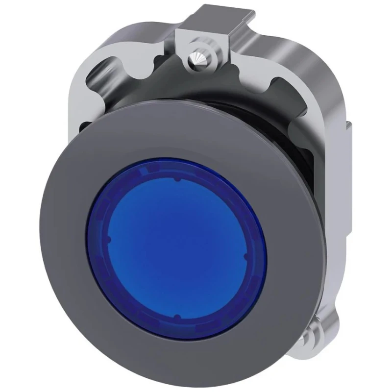 Siemens Blue Pilot Light with 30 mm Cutout, Flush Mount, Metal Bezel SIRIUS ACT 3SU1061-0JD50-0AA0