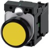 Siemens SIRIUS ACT 3SU11 Series Push Button Complete Unit Panel Mount 22mm Cutout Yellow SPST IP66 IP67 3SU1100-0AB30-1BA0