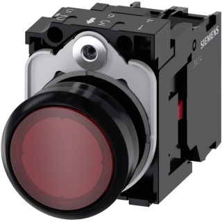 Siemens SIRIUS ACT Illuminated Push Button Complete Unit Panel Mount 22 mm Cutout Red SPST IP66 IP67 IP69K 3SU1102-0AB20-1CA0