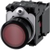 Siemens SIRIUS ACT Illuminated Push Button Complete Unit Panel Mount 22 mm Cutout Red SPST IP66 IP67 IP69K 3SU1102-0AB20-1CA0