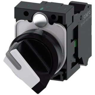 Siemens Selector Switch Illuminated 2 Positions SPST Latching 22 mm Cutout Diameter 3SU1100-2BF60-3BA0
