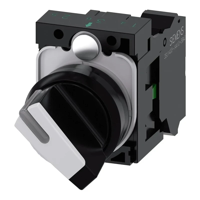 Siemens Selector Switch Illuminated 2 Positions SPST Latching 22 mm Cutout Diameter 3SU1100-2BF60-3BA0
