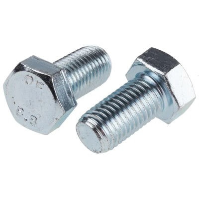 RS PRO Bright Zinc Steel Hex Bolt M16 x 30 mm Grade 8.8 Steel DIN 933 276-241