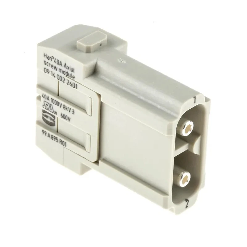 HARTING Heavy Duty Power Connector Module 40A 1 kV HAN Modular Series Male 2 Contacts 09140022601