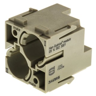 HARTING Heavy Duty Power Connector Module 10A HAN Modular Series Male 2 Contacts 09140023001