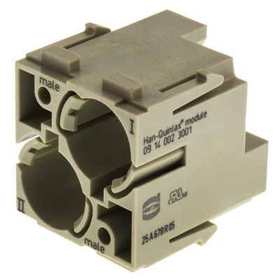 HARTING Heavy Duty Power Connector Module 10A HAN Modular Series Male 2 Contacts 09140023001