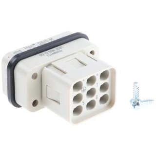 HARTING Heavy Duty Power Connector Insert 16A 500V Han Q Series Male 9 Contacts 09120083001