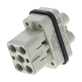 HARTING Heavy Duty Power Connector Insert Han Q Series Male, 7 Contacts, 40A, 690V, Cable Mount, IP65 09120063041