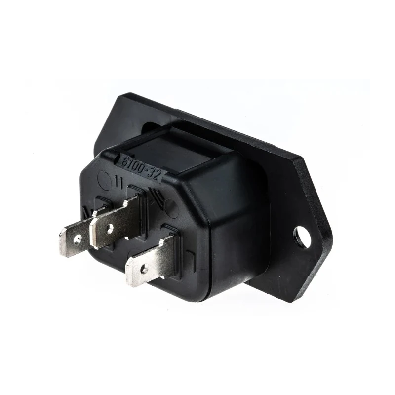Schurter C14 Panel Mount IEC Connector 250V 15A Male Screw Termination 6100.3200