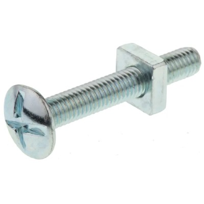 RS PRO M6 x 40 mm Bright Zinc-Plated Steel Roofing Bolt with Phillips Drive 4.8 Grade 277-648