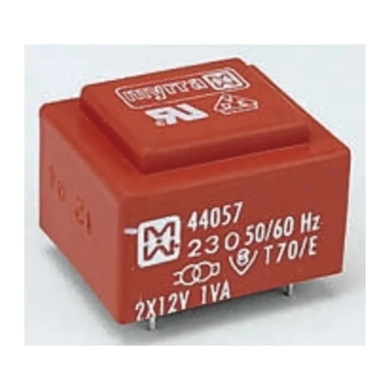 Myrra 24 V ac 2 Output Through Hole PCB Transformer 2.3 VA EN 61558-2-6 44168