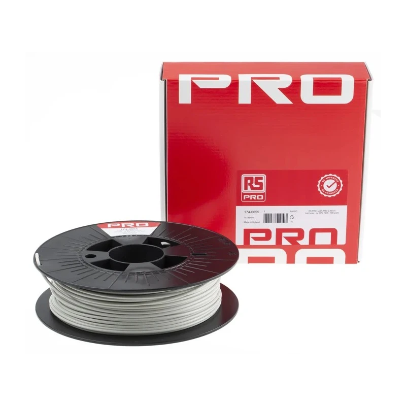 RS PRO 2.85 mm Light Grey ASA 3D Printer Filament, 500 g 174-0055