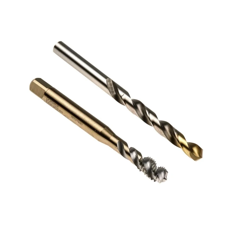 Dormer Machine Tap & Drill Set, M10 Thread, DIN ISO Standard, High Speed Steel, Tin Coated, Spiral Flute L001EX00M10XA002