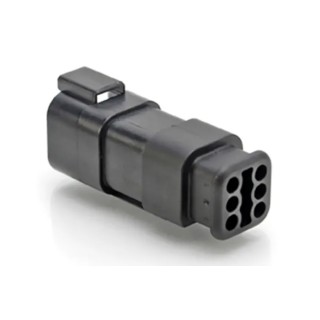 Amphenol Industrial AT Automotive Connector Female Black Cable 6 Way Crimp Termination AT04-6P-SR01BLK