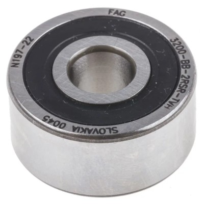 FAG 2 Row Angular Contact Ball Bearing 10 mm ID 30 mm OD 14 mm Race Width Polyamide Cage Steel Balls Sealed 3200-BB-2RSR-TVH
