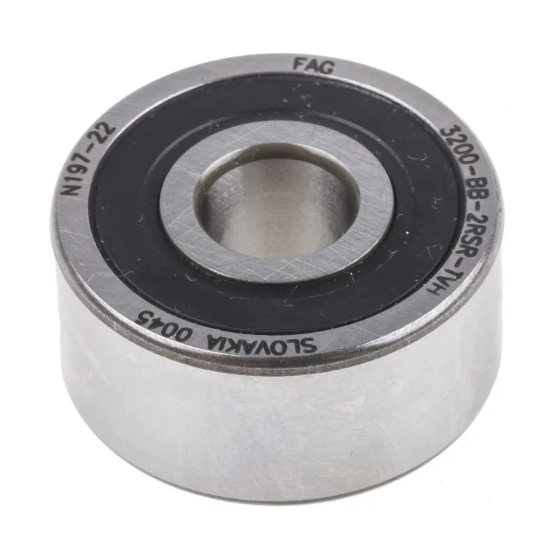FAG 2 Row Angular Contact Ball Bearing 10 mm ID 30 mm OD 14 mm Race Width Polyamide Cage Steel Balls Sealed 3200-BB-2RSR-TVH