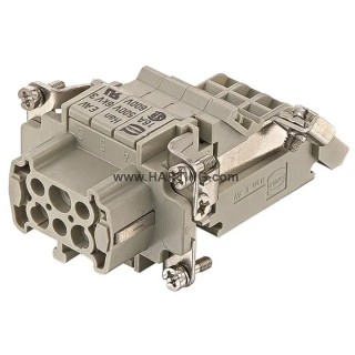 HARTING Heavy Duty Power Connector Insert 16A Han ES AV Series Female 6 Contacts 09330064729