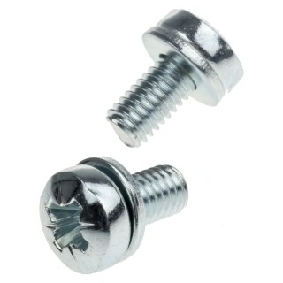 RS PRO Pan Head M6 x 20mm Bright Zinc Steel SEMS Screw with Plain Washer 278-950