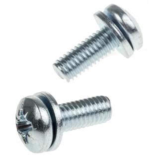 RS PRO 16 mm Bright Zinc Steel Pan Head Sems Screw with Spring Washer 279-284